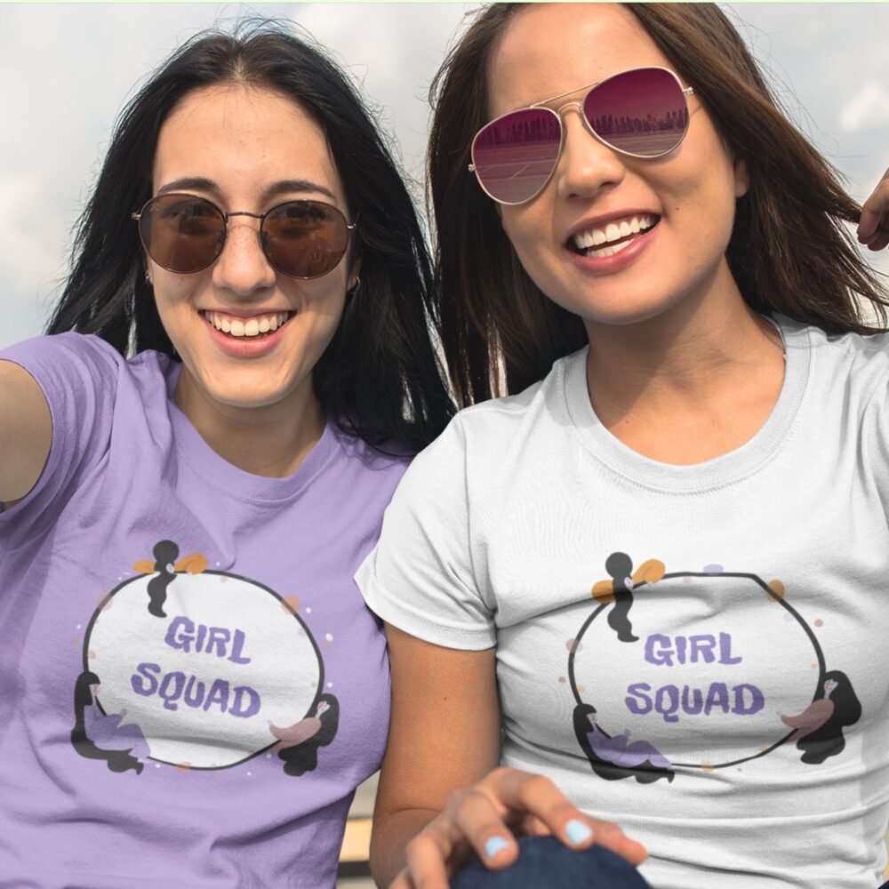 women tshirt with beautiful sticker on it having text girl squad