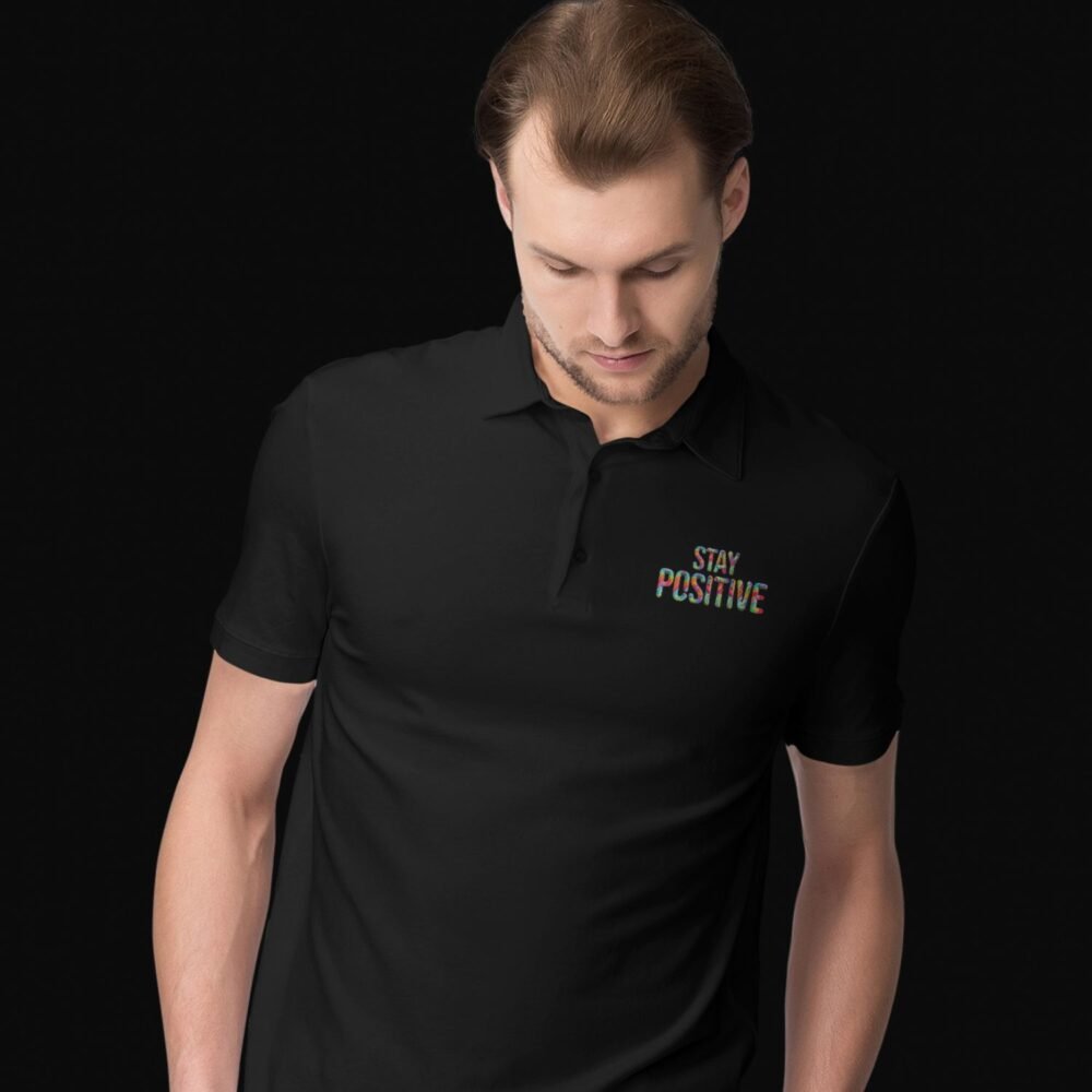 stay positive polo tshirt black