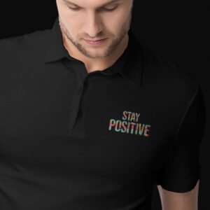 stay positive polo tshirt black