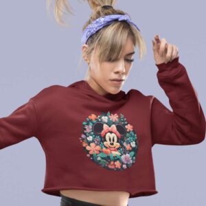 crop hoodie women minnie floral magic