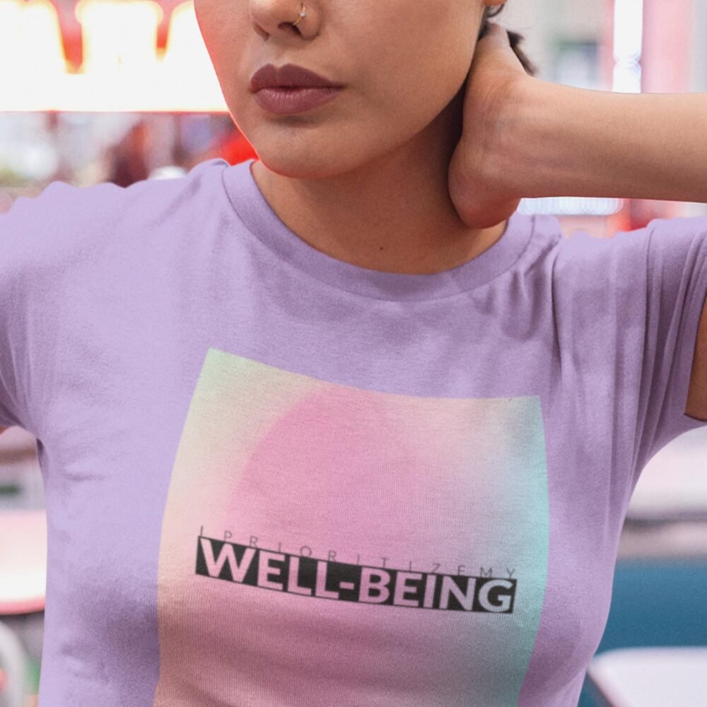 crop top with soothing gradient graphic and text I prioritise my well being