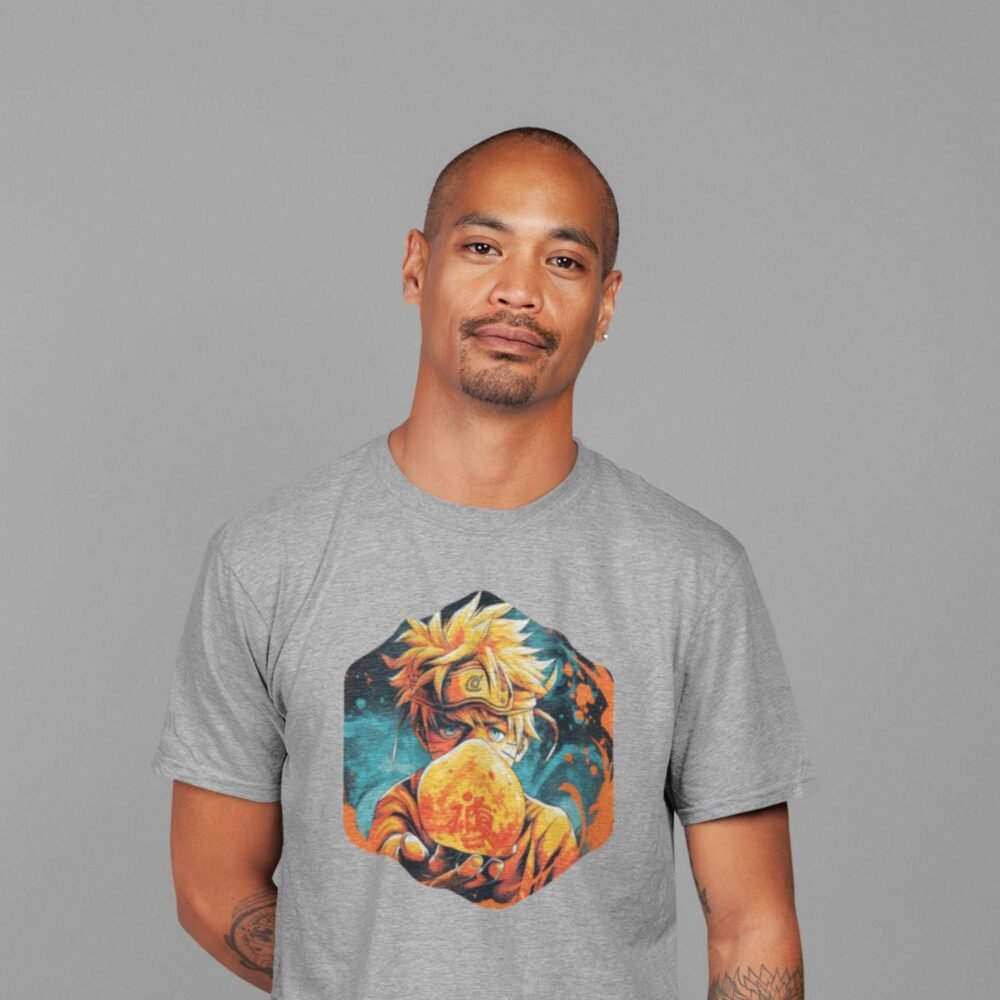 naruto grey t-shirt weared by man