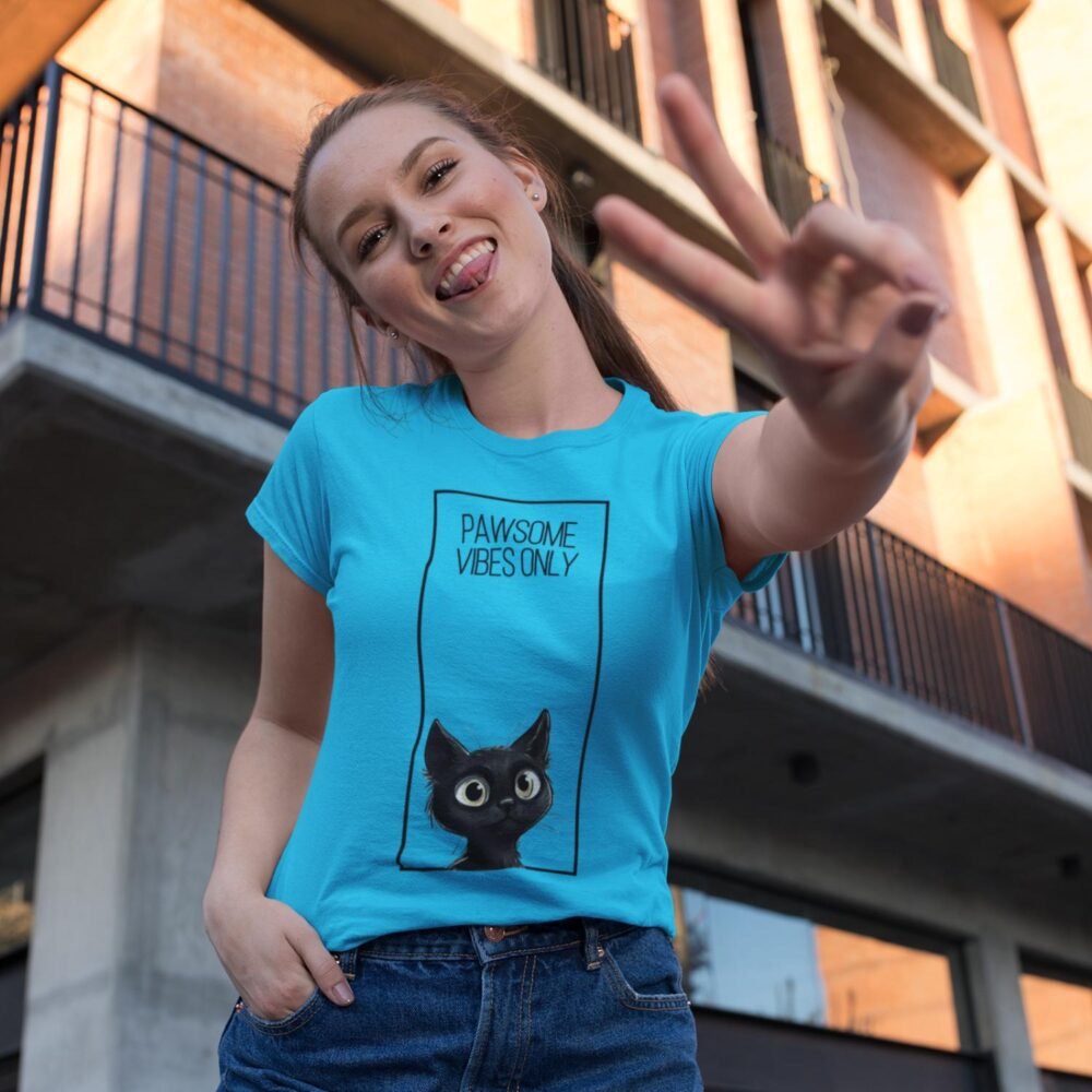 pawsome vibes only women t-shirt cat lovers