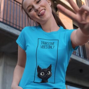 pawsome vibes only women t-shirt cat lovers