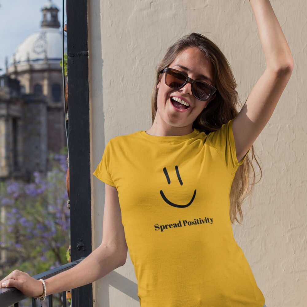 smile and spread positivity women t-shirt
