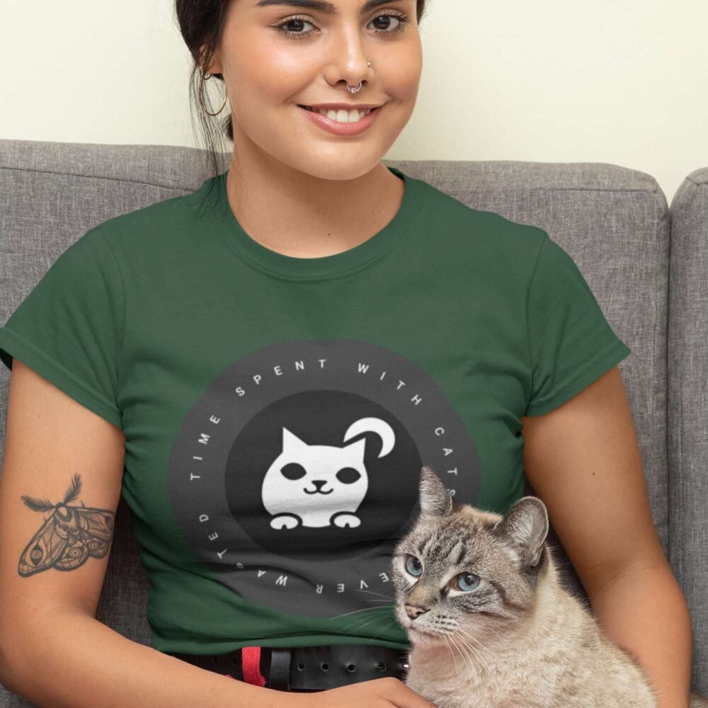 women tshirt time spent with cat is never wasted