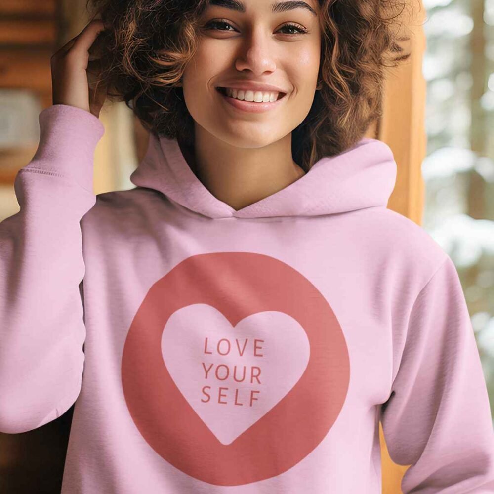 pink hoodie love yourself
