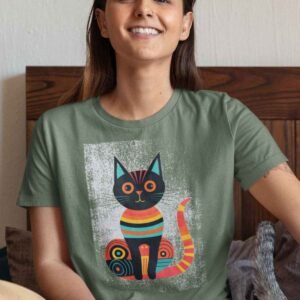 unisex t-shirt vibrant cat print