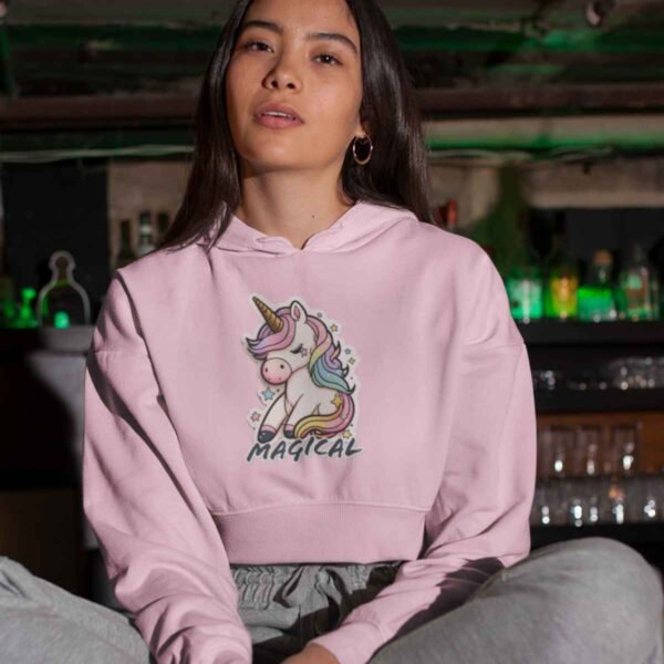 cropped hoodie magical unicorn