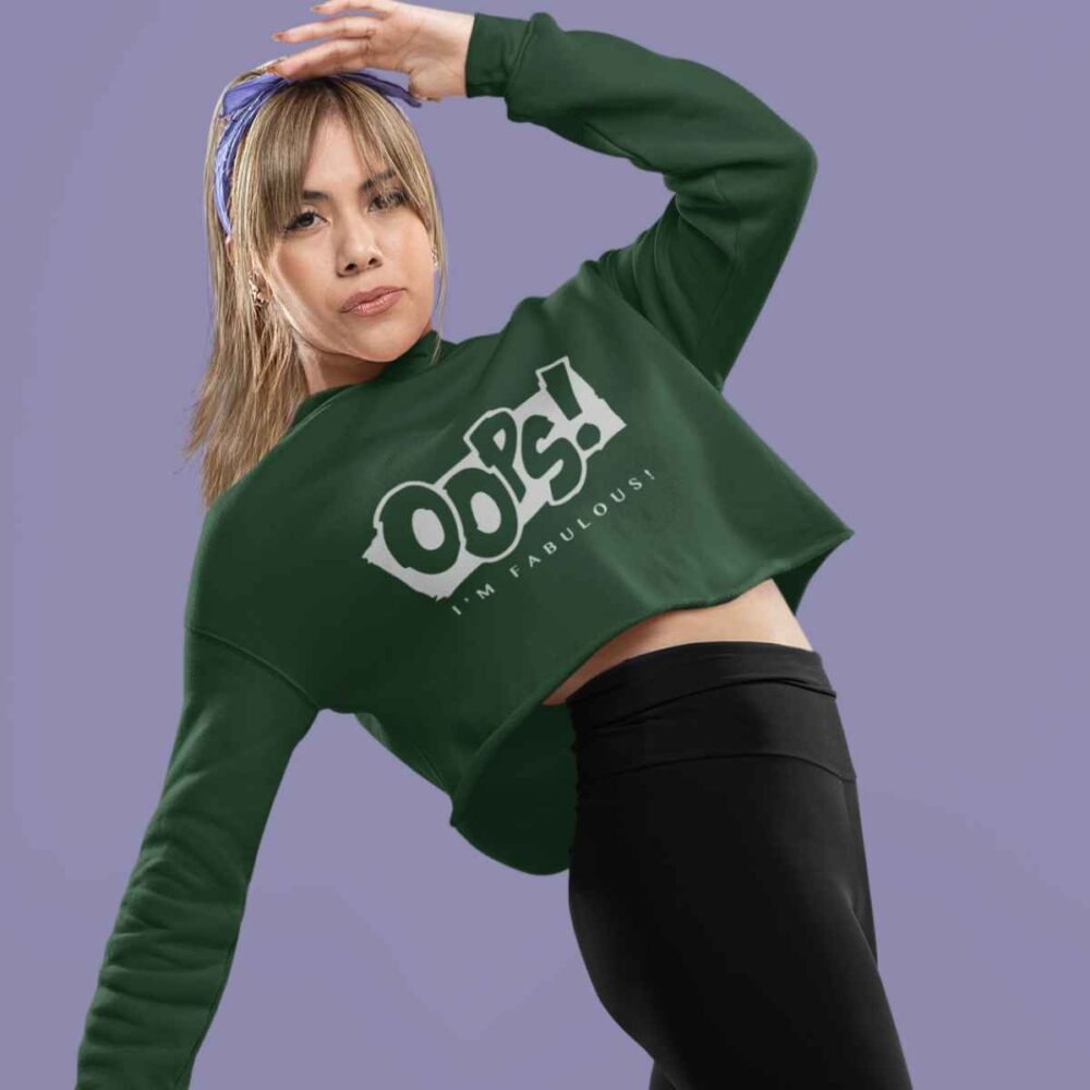 oops crop hoodie dark green