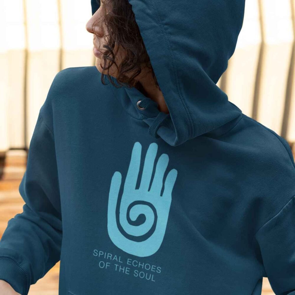 spiral hand navy hoodie